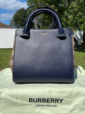 NWT dark canvas blue Burberry mini banwell bag